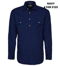 Load image into Gallery viewer, MENS - PILBARA NAVY WORKSHIRT - CLOSED OR OPEN FRONT