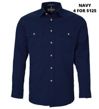 Load image into Gallery viewer, MENS - PILBARA NAVY WORKSHIRT - CLOSED OR OPEN FRONT

